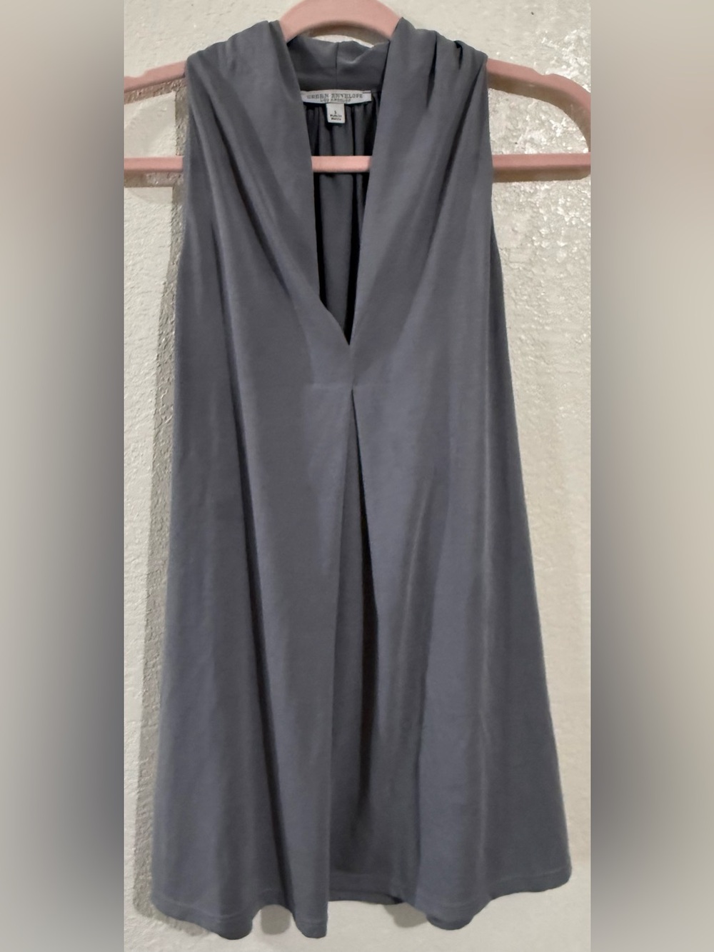 Green Envelope Gray V-Neck Tank Top